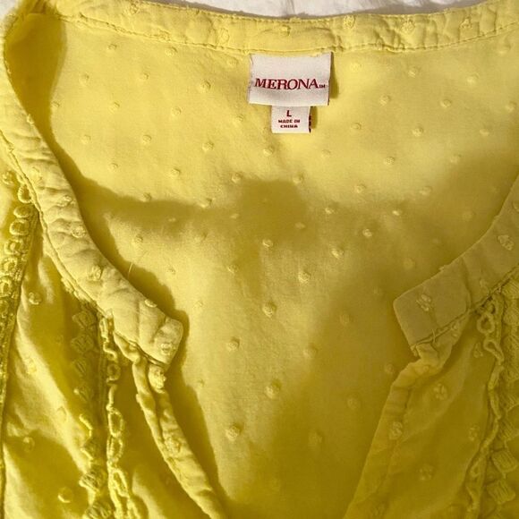 Merona Womens Blouse Yellow Sleeveless V Neck Lrg - Picture 6 of 10